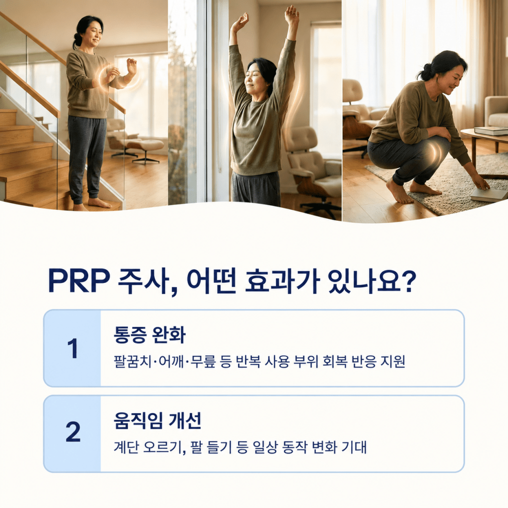  PRP 주사 후 통증 완화와 움직임 개선을 기대할 수 있는 일상 동작 안내