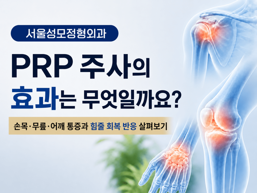의왕 내손동 서울성모정형외과 PRP주사와 손목·무릎·어깨 통증 안내