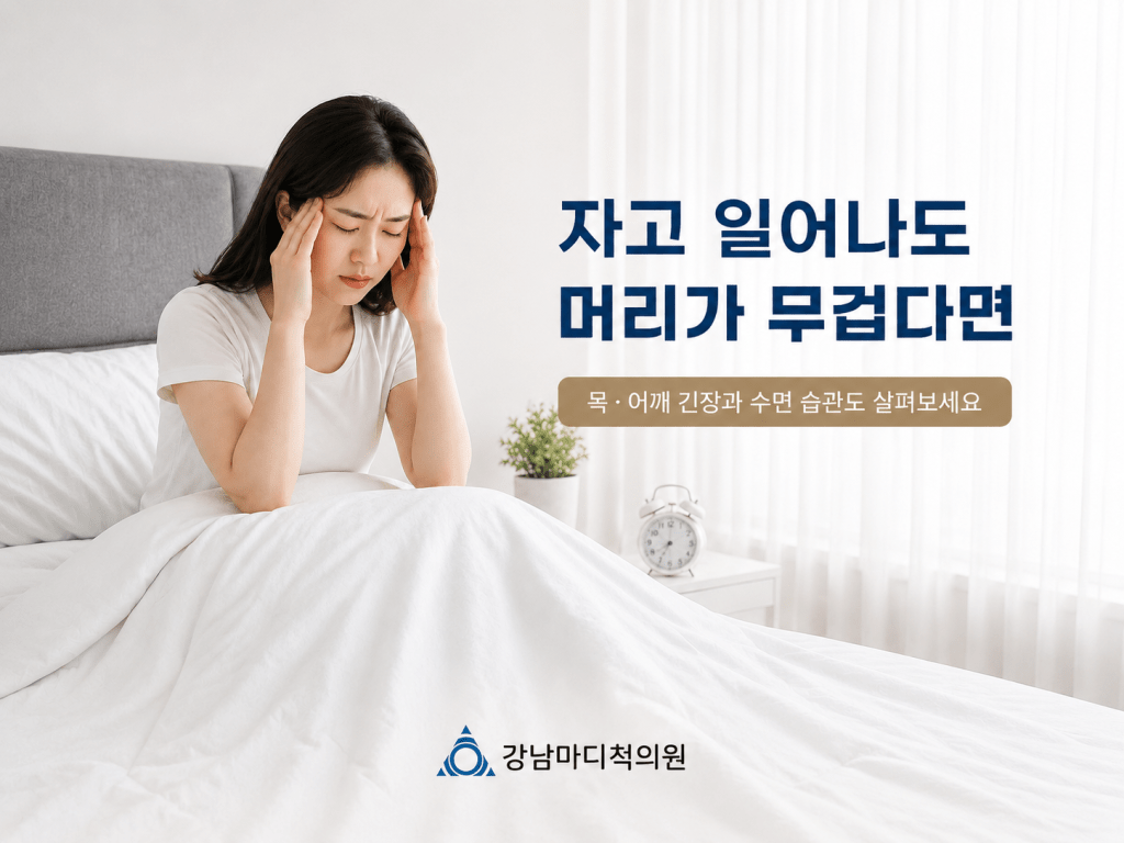 서귀포 서호동 두통으로 자고 일어난 뒤 머리가 무거운 증상을 설명하는 강남마디척의원 대표 이미지