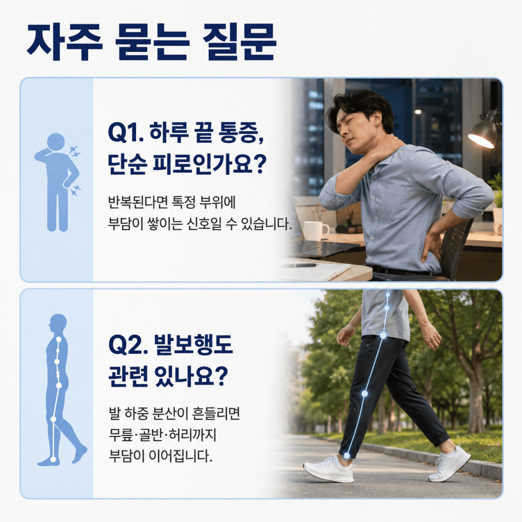 하루 끝 통증과 발보행 관련성을 설명하는 자주 묻는 질문 안내