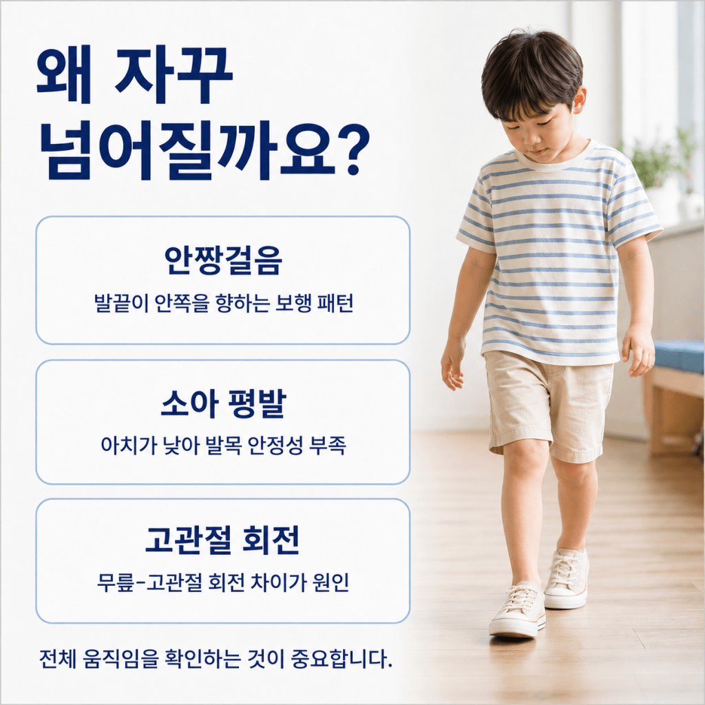 수성구 재활의학과에서 설명하는 안짱걸음 소아 평발 고관절 회전 원인 안내 이미지