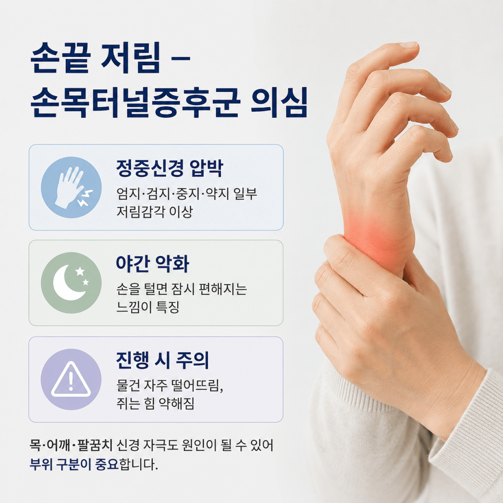 사월동 통증의학과 손끝 저림과 손목터널증후군 의심 증상 안내