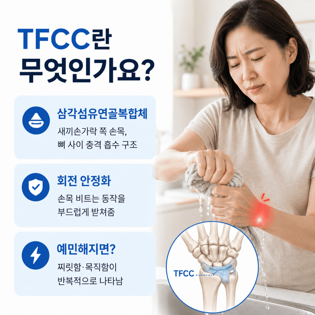 TFCC 삼각섬유연골복합체와 새끼손가락 쪽 손목통증 원인 설명 이미지