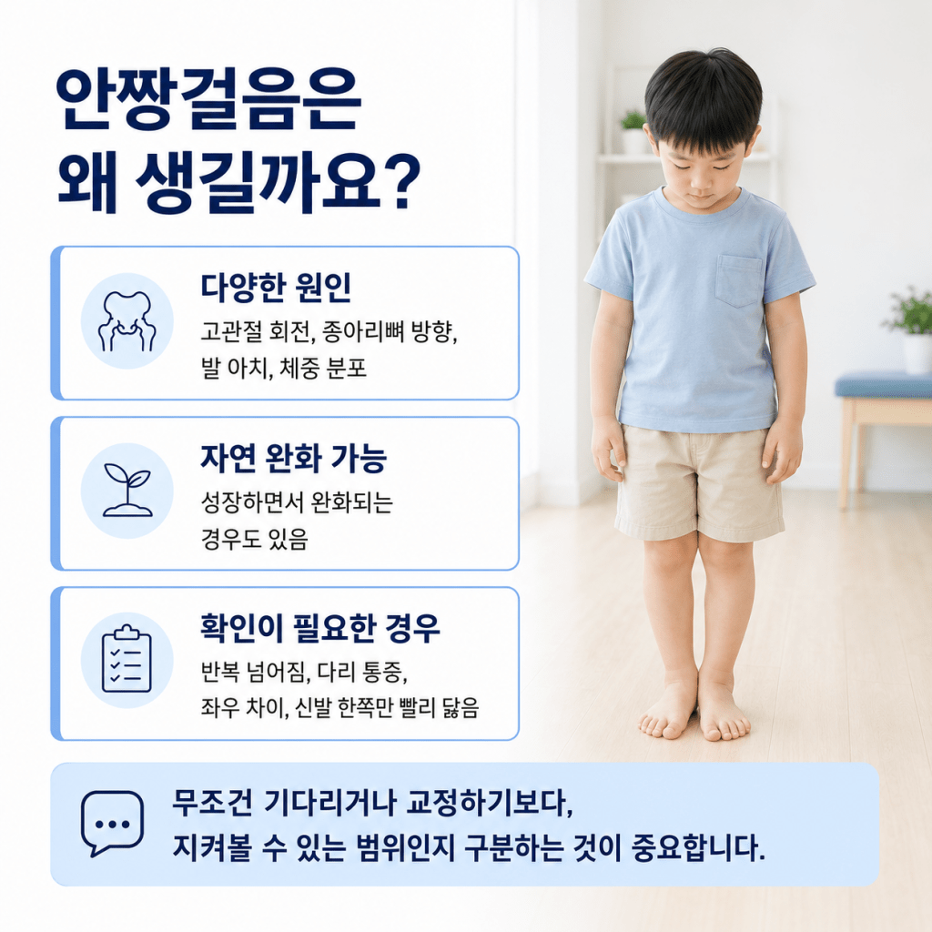수성구 재활의학과에서 설명하는 안짱걸음 원인과 반복 넘어짐 확인이 필요한 경우