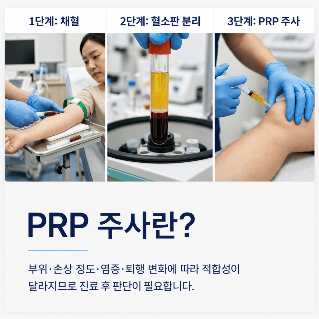 서귀포 강남마디척의원 PRP 주사 채혈 혈소판 분리 주입 과정 안내