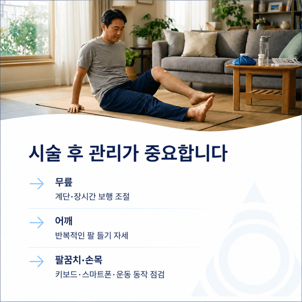서귀포 강남마디척의원 PRP 주사 후 무릎 어깨 팔꿈치 손목 관리 방법 안내