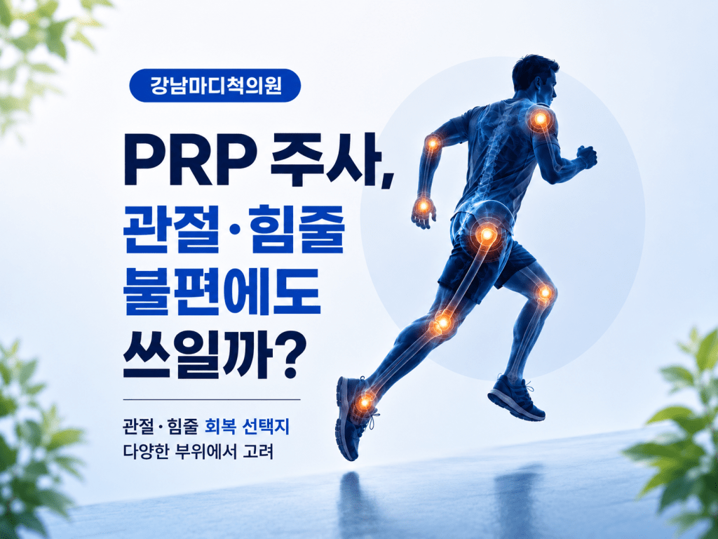 서귀포 강남마디척의원 PRP 주사 관절 힘줄 불편 치료 선택지 안내