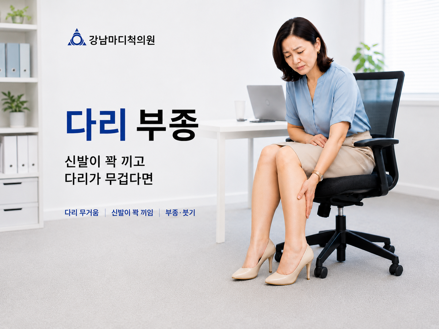 서귀포 강남마디척의원에서 다리 부종과 무거움 원인을 안내하는 대표 화면